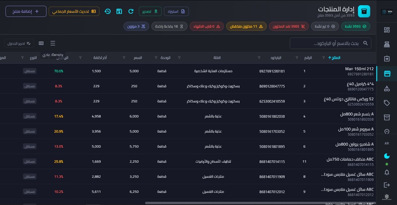 Vela POS — product management