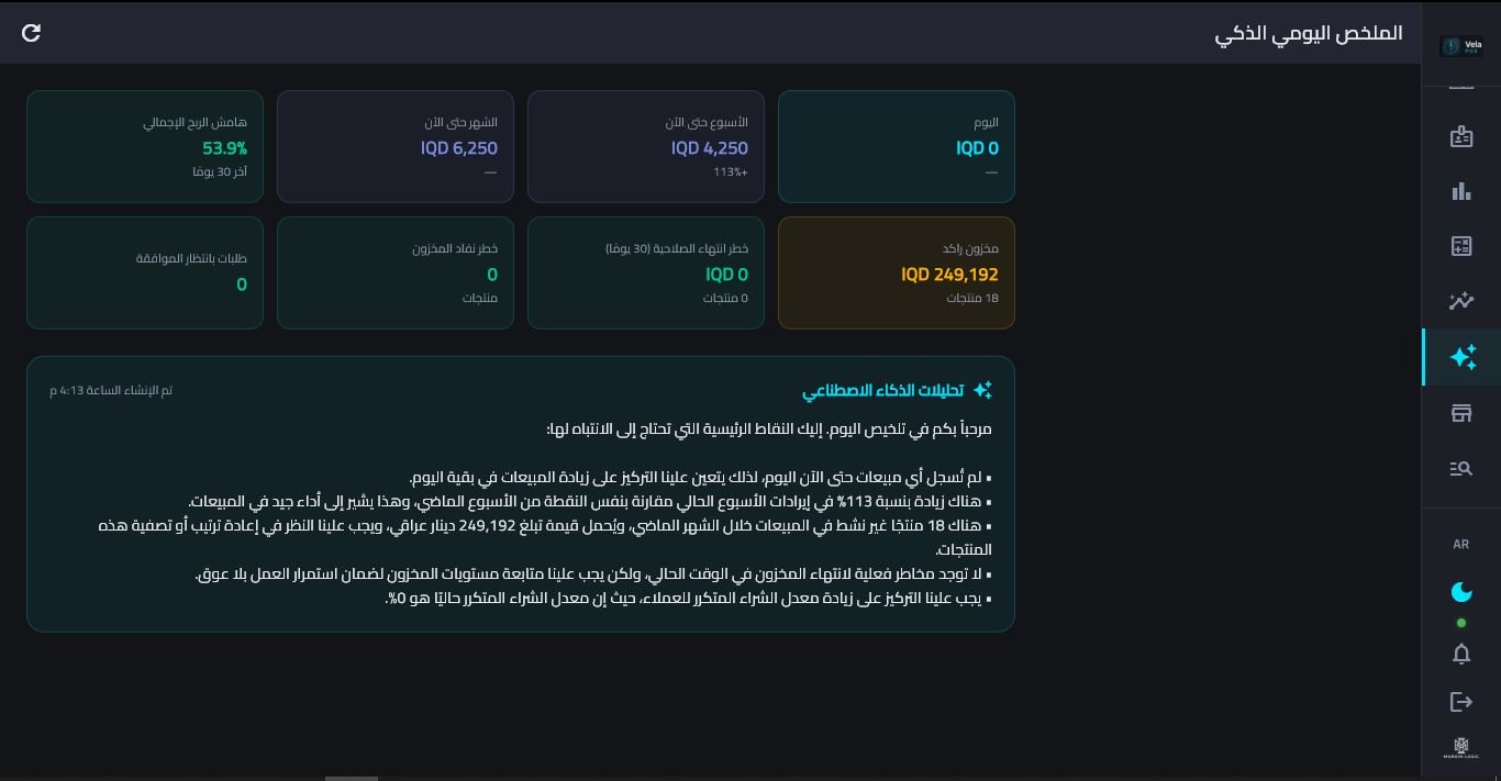 Vela POS — AI daily summary